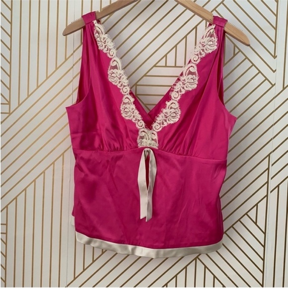 Polo Jean Company Ralph Lauren silk lace trim sleeveless top plunging neck L - Picture 11 of 11